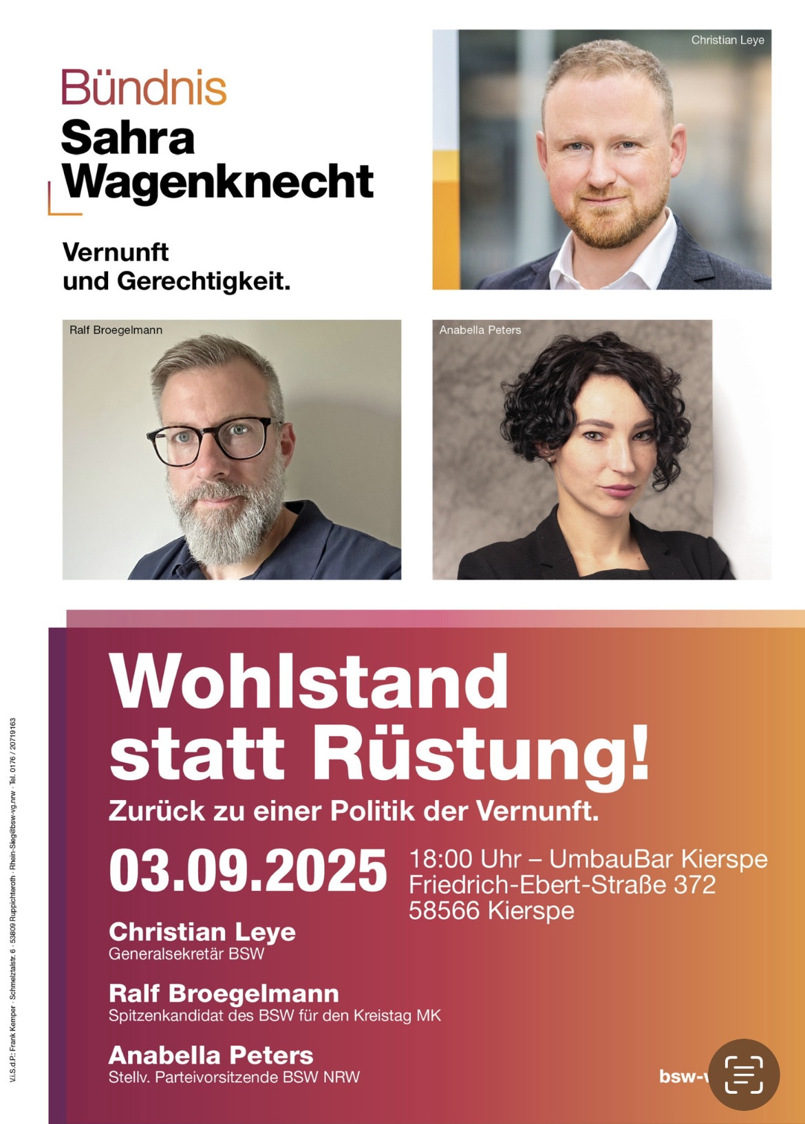 Einladung zur Diskussion: Rüstung statt Wohlstand? Zurück zu einer Politik der Vernunft!