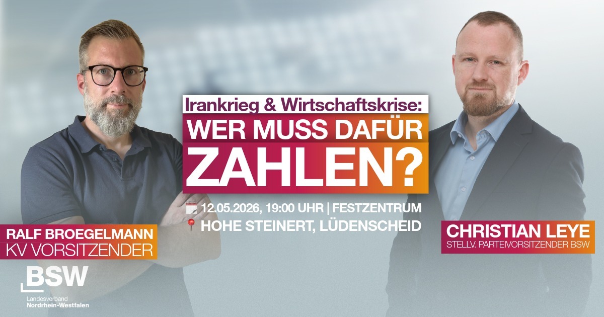 Einladung zur Veranstaltung: „Irankrieg & Wirtschaftskrise: Wer muss zahlen?“